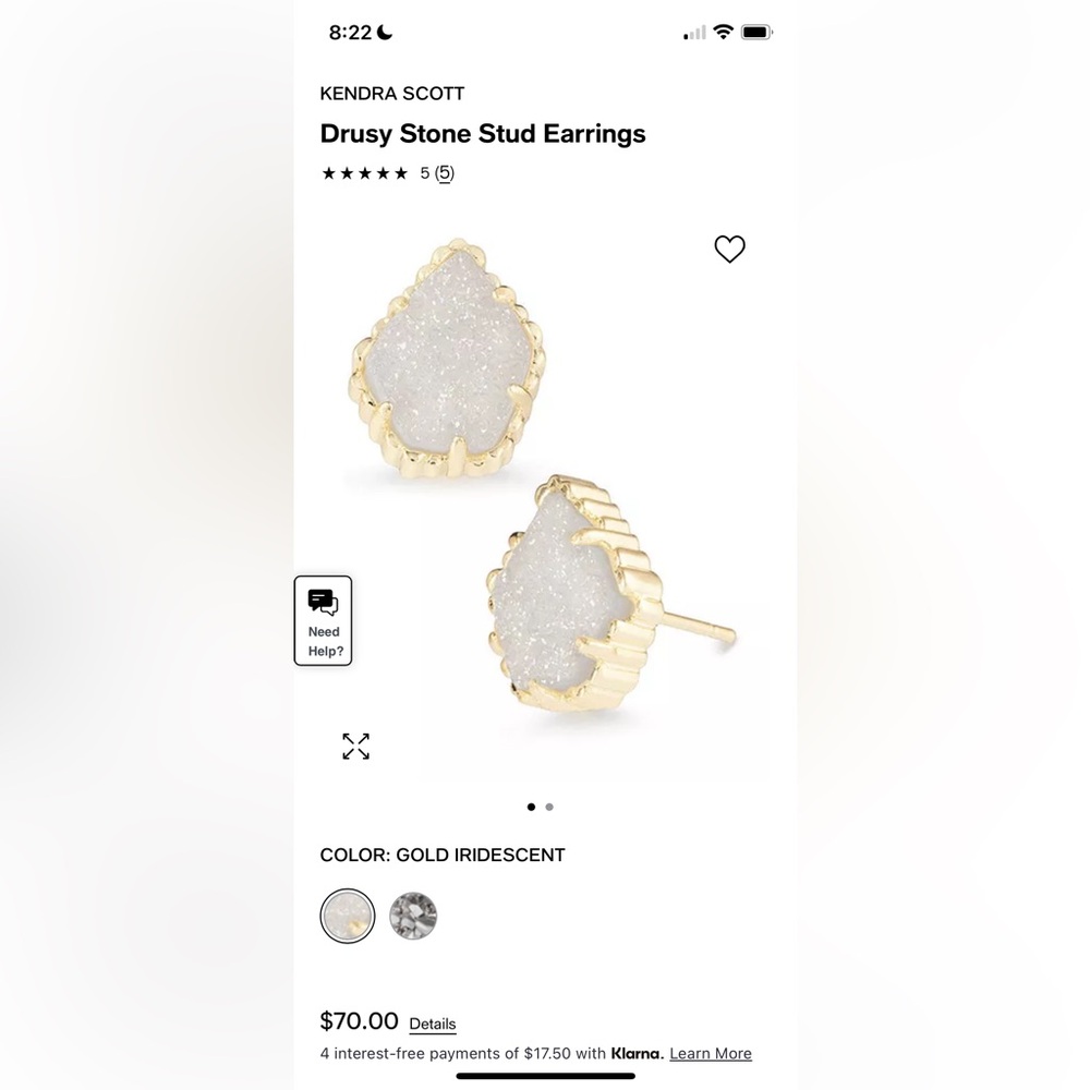 Kendra Scott Drusy stone earrings in gold iridescent